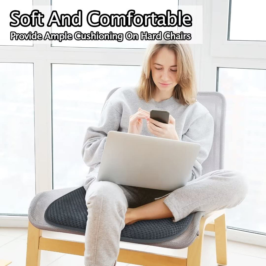 Grey Foam Seat Cushions Kitchen Chairs Pads for Dining Chairs Non Slip Office Seat Cushions Washable U Shaped Soft Thick Large Metal Wooden Chair Cushions,17" x 15"