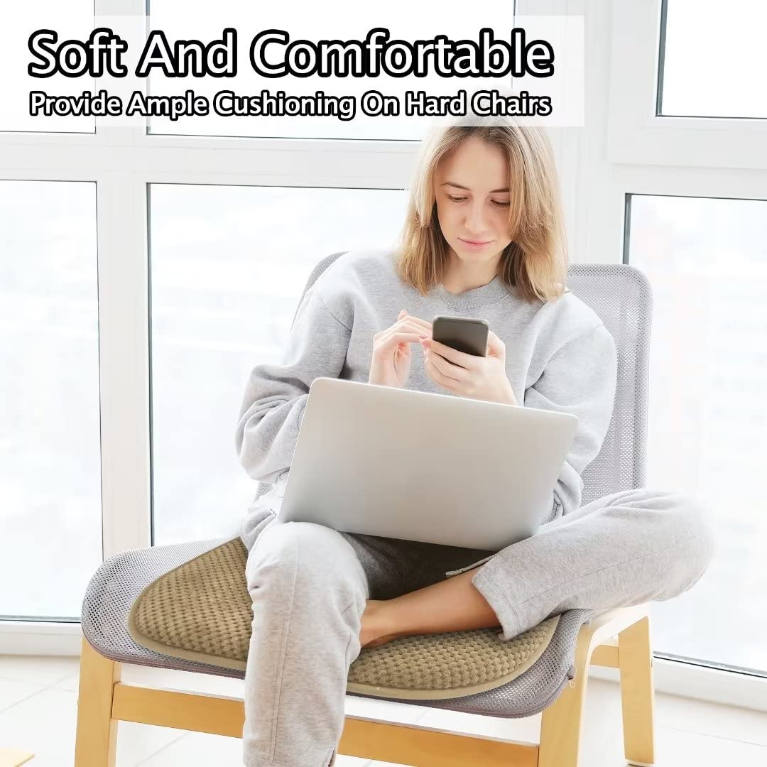 Grey Foam Seat Cushions Kitchen Chairs Pads for Dining Chairs Non Slip Office Seat Cushions Washable U Shaped Soft Thick Large Metal Wooden Chair Cushions,17" x 15"