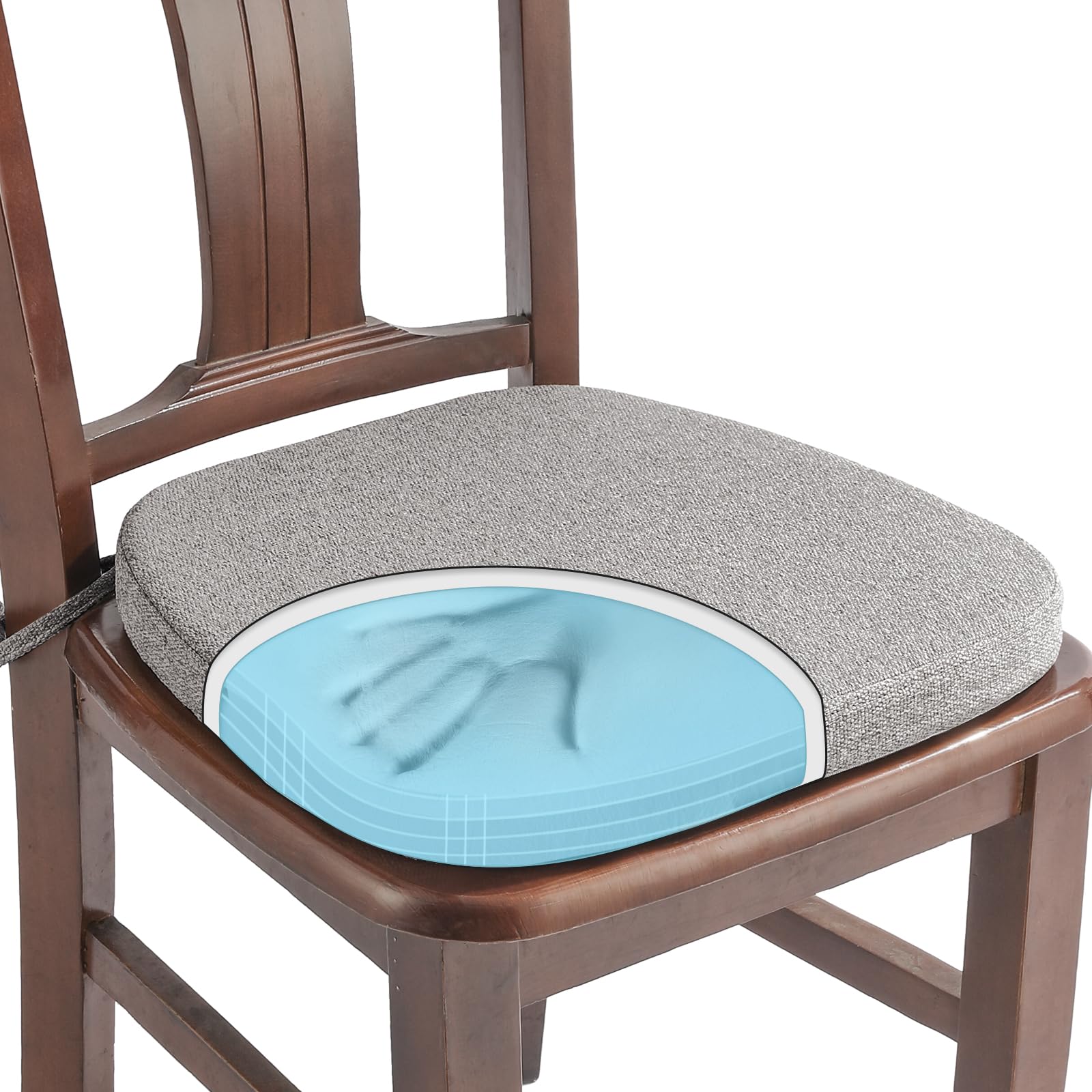 SINOSSO 1 Pack Memory Foam Chair Cushions for Dining Chair, Friendly Woven Fabric 16" U-Shape Comfortable Kitchen Chair Pad, Removable Slip Resistant Seat Cushion (1 Piece, Water Blue)