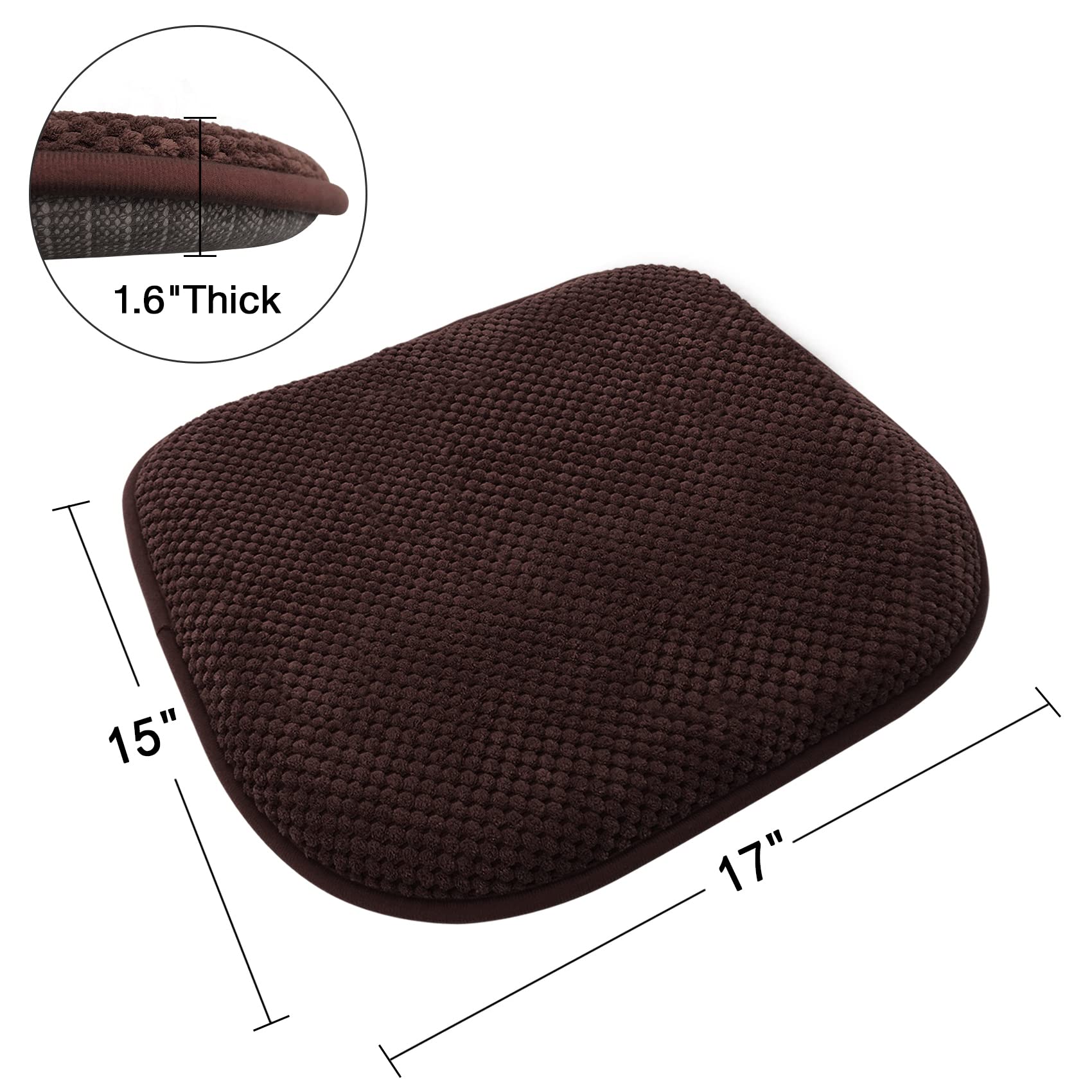 Grey Foam Seat Cushions Kitchen Chairs Pads for Dining Chairs Non Slip Office Seat Cushions Washable U Shaped Soft Thick Large Metal Wooden Chair Cushions,17" x 15"