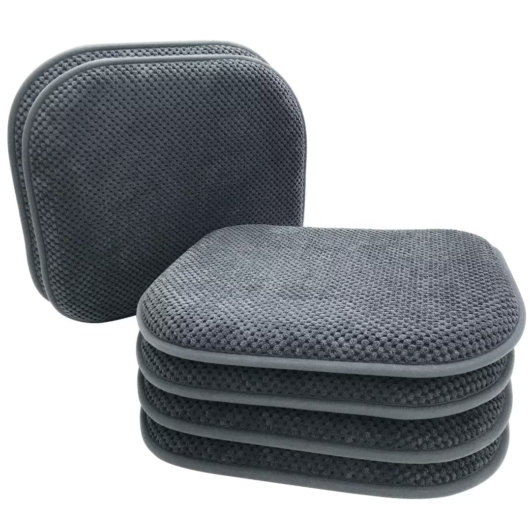 Grey Foam Seat Cushions Kitchen Chairs Pads for Dining Chairs Non Slip Office Seat Cushions Washable U Shaped Soft Thick Large Metal Wooden Chair Cushions,17" x 15"