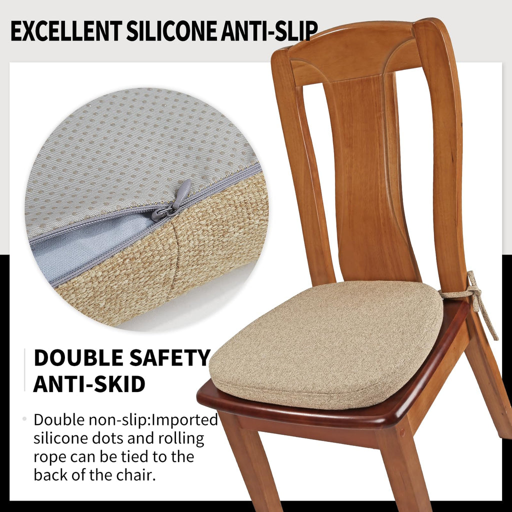 SINOSSO 1 Pack Memory Foam Chair Cushions for Dining Chair, Friendly Woven Fabric 16" U-Shape Comfortable Kitchen Chair Pad, Removable Slip Resistant Seat Cushion (1 Piece, Water Blue)