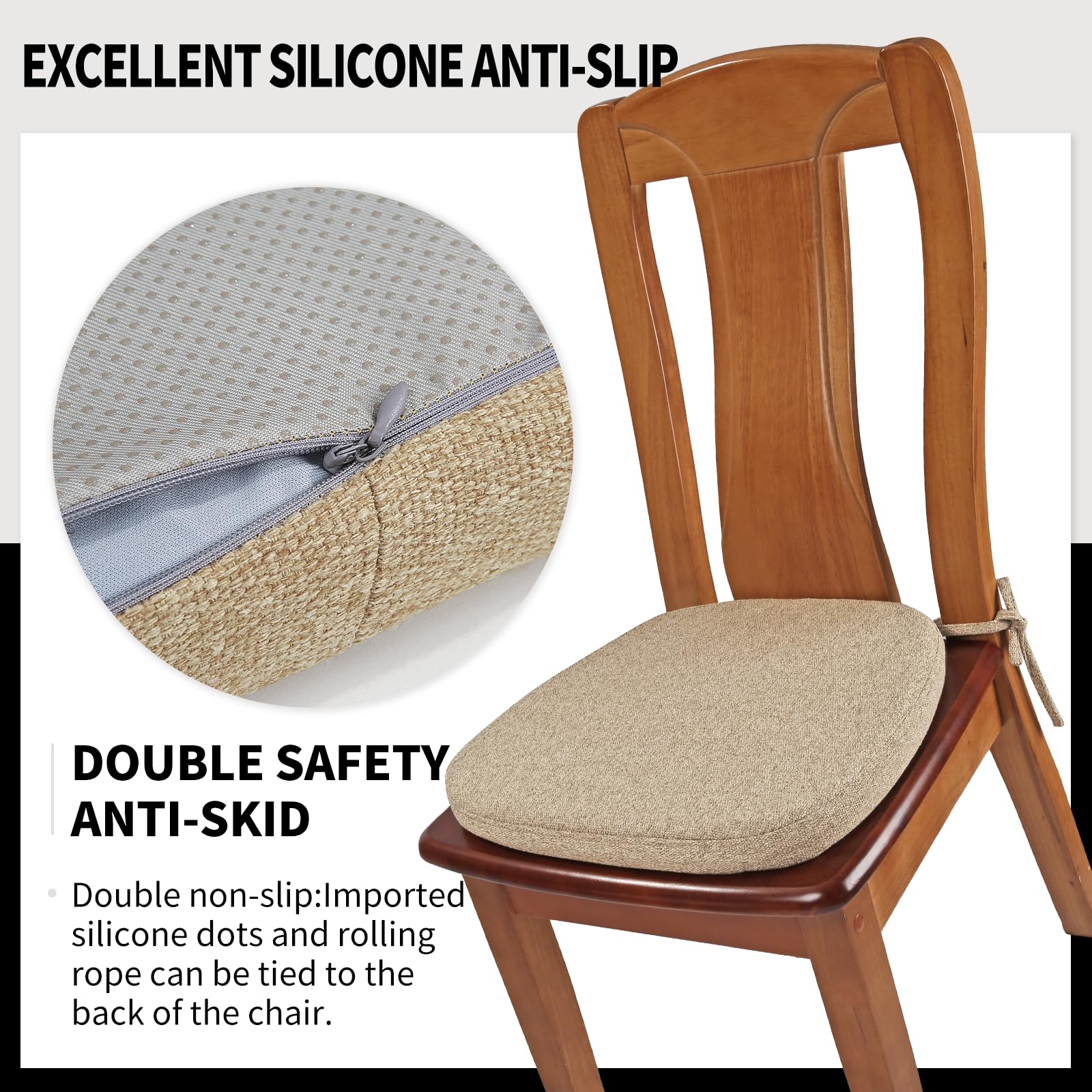 SINOSSO 1 Pack Memory Foam Chair Cushions for Dining Chair, Friendly Woven Fabric 16" U-Shape Comfortable Kitchen Chair Pad, Removable Slip Resistant Seat Cushion (1 Piece, Water Blue)