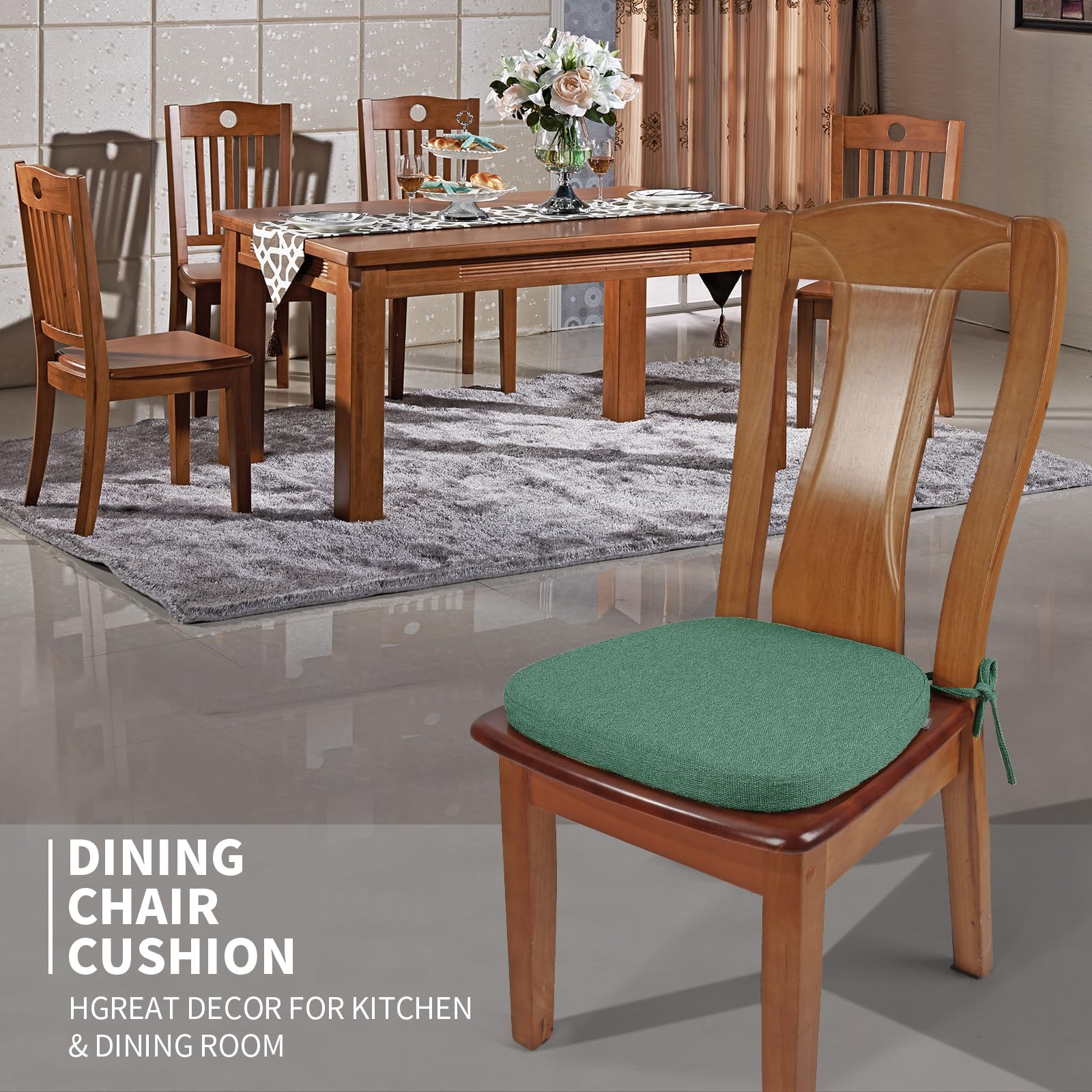 SINOSSO 1 Pack Memory Foam Chair Cushions for Dining Chair, Friendly Woven Fabric 16" U-Shape Comfortable Kitchen Chair Pad, Removable Slip Resistant Seat Cushion (1 Piece, Water Blue)