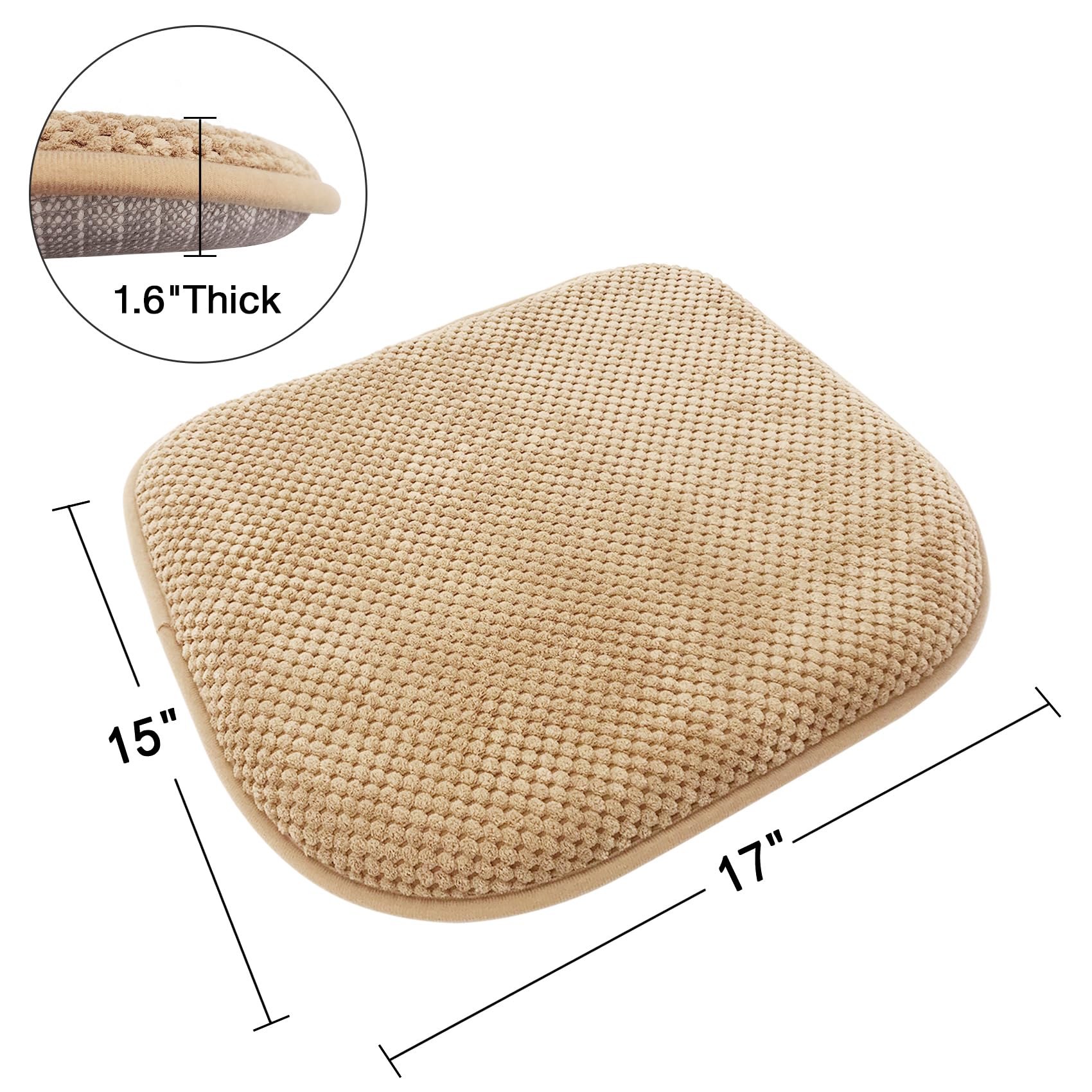 Grey Foam Seat Cushions Kitchen Chairs Pads for Dining Chairs Non Slip Office Seat Cushions Washable U Shaped Soft Thick Large Metal Wooden Chair Cushions,17" x 15"