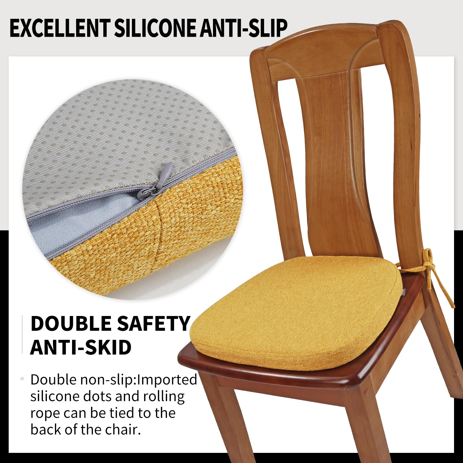 SINOSSO 1 Pack Memory Foam Chair Cushions for Dining Chair, Friendly Woven Fabric 16" U-Shape Comfortable Kitchen Chair Pad, Removable Slip Resistant Seat Cushion (1 Piece, Water Blue)