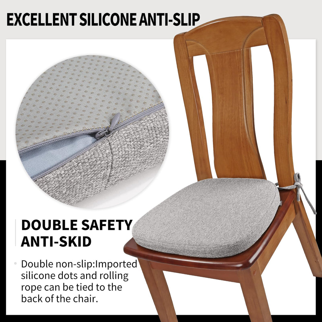 SINOSSO 1 Pack Memory Foam Chair Cushions for Dining Chair, Friendly Woven Fabric 16" U-Shape Comfortable Kitchen Chair Pad, Removable Slip Resistant Seat Cushion (1 Piece, Water Blue)
