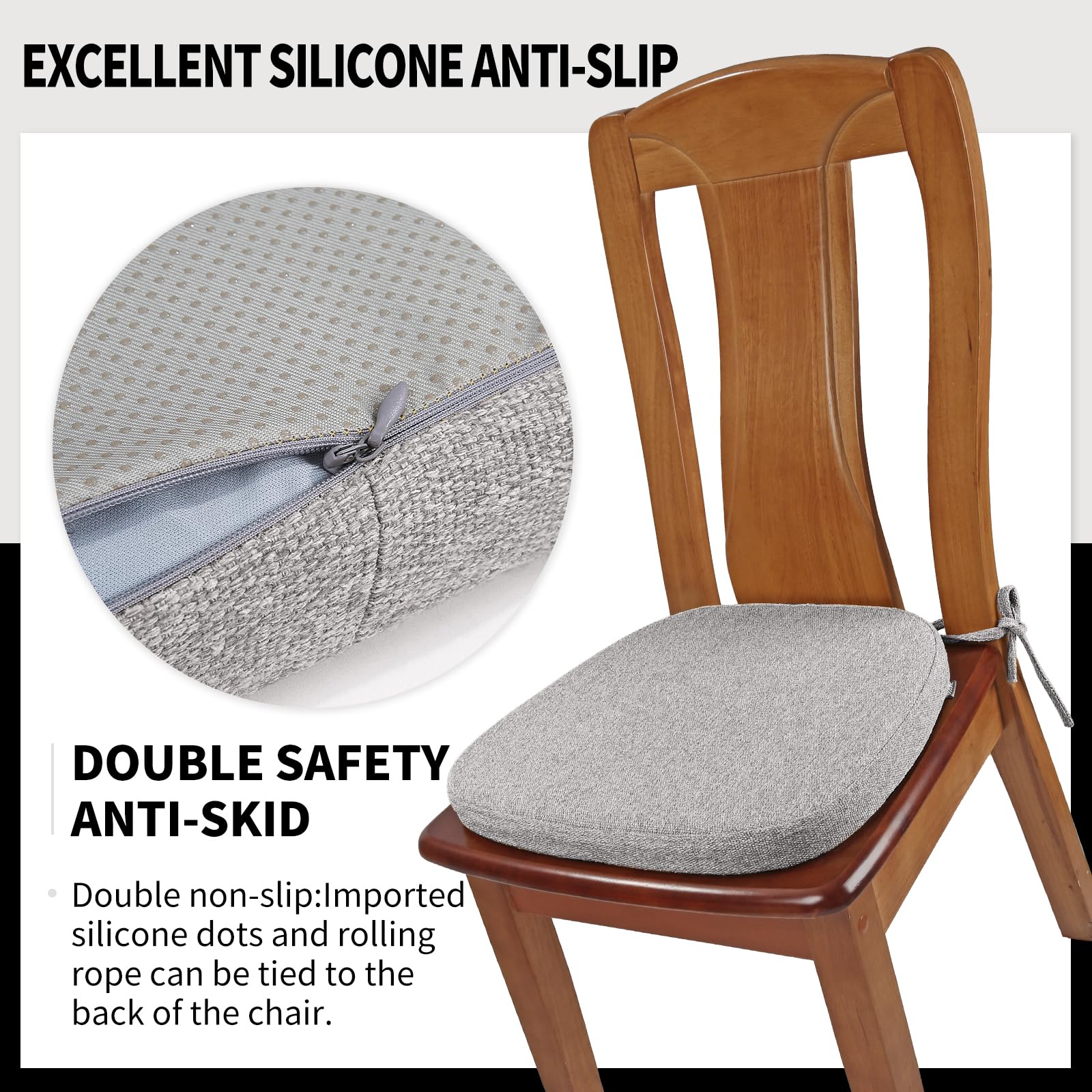 SINOSSO 1 Pack Memory Foam Chair Cushions for Dining Chair, Friendly Woven Fabric 16" U-Shape Comfortable Kitchen Chair Pad, Removable Slip Resistant Seat Cushion (1 Piece, Water Blue)