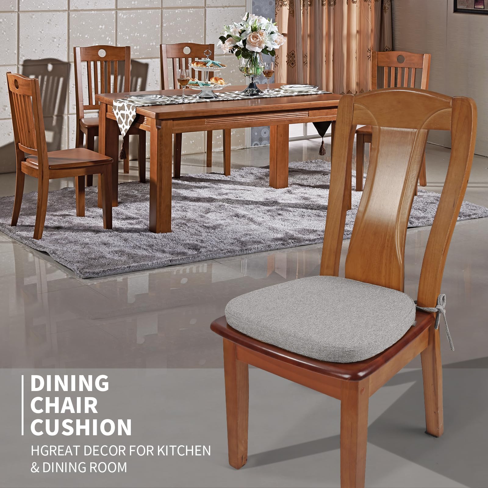 SINOSSO 1 Pack Memory Foam Chair Cushions for Dining Chair, Friendly Woven Fabric 16" U-Shape Comfortable Kitchen Chair Pad, Removable Slip Resistant Seat Cushion (1 Piece, Water Blue)