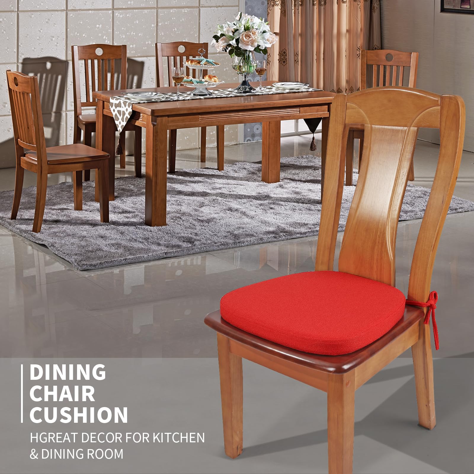 SINOSSO 1 Pack Memory Foam Chair Cushions for Dining Chair, Friendly Woven Fabric 16" U-Shape Comfortable Kitchen Chair Pad, Removable Slip Resistant Seat Cushion (1 Piece, Water Blue)