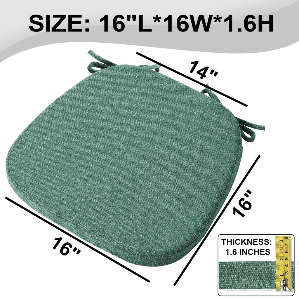SINOSSO 1 Pack Memory Foam Chair Cushions for Dining Chair, Friendly Woven Fabric 16" U-Shape Comfortable Kitchen Chair Pad, Removable Slip Resistant Seat Cushion (1 Piece, Water Blue)