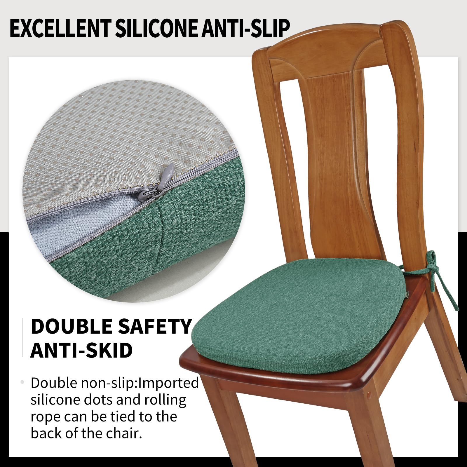SINOSSO 1 Pack Memory Foam Chair Cushions for Dining Chair, Friendly Woven Fabric 16" U-Shape Comfortable Kitchen Chair Pad, Removable Slip Resistant Seat Cushion (1 Piece, Water Blue)