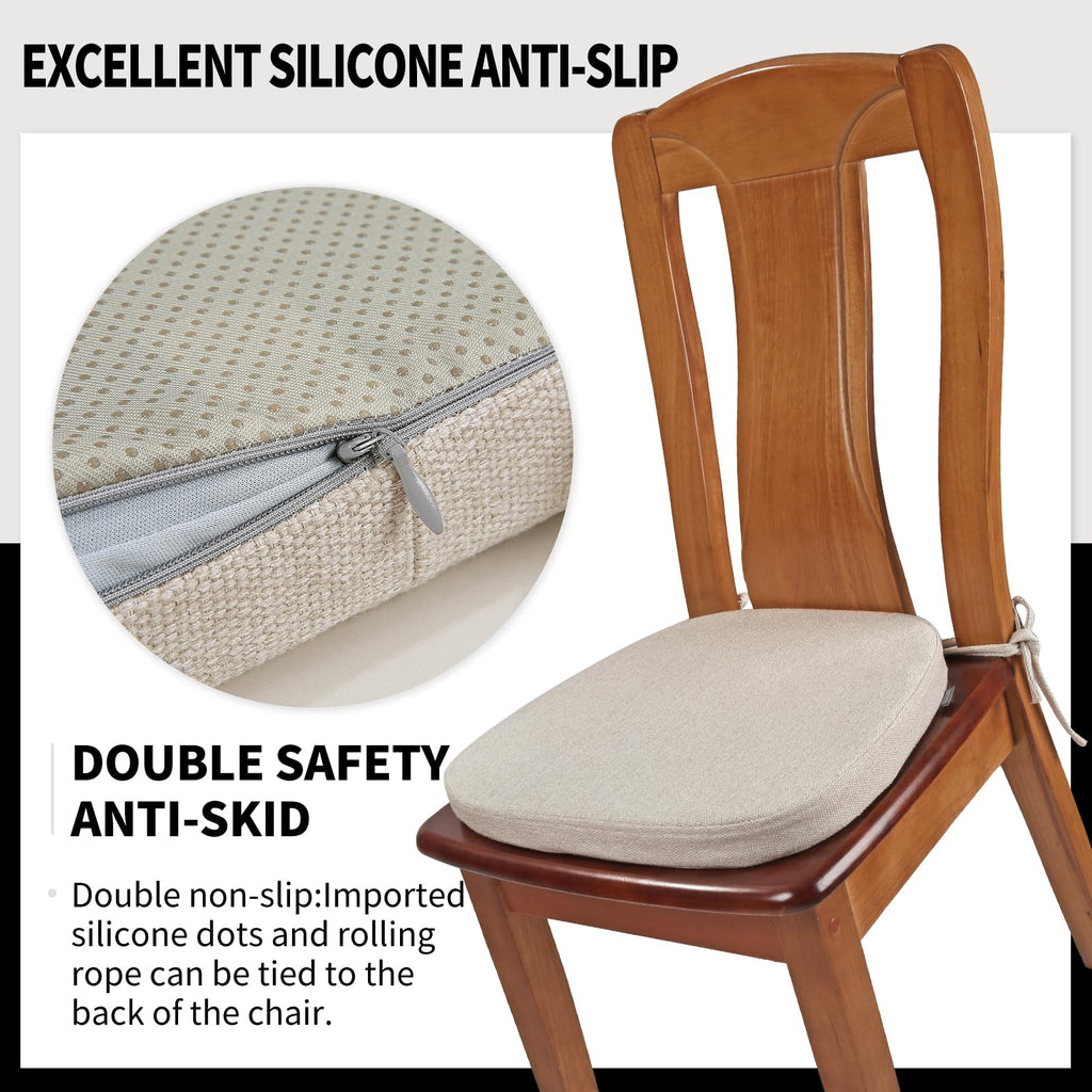 SINOSSO 1 Pack Memory Foam Chair Cushions for Dining Chair, Friendly Woven Fabric 16" U-Shape Comfortable Kitchen Chair Pad, Removable Slip Resistant Seat Cushion (1 Piece, Water Blue)