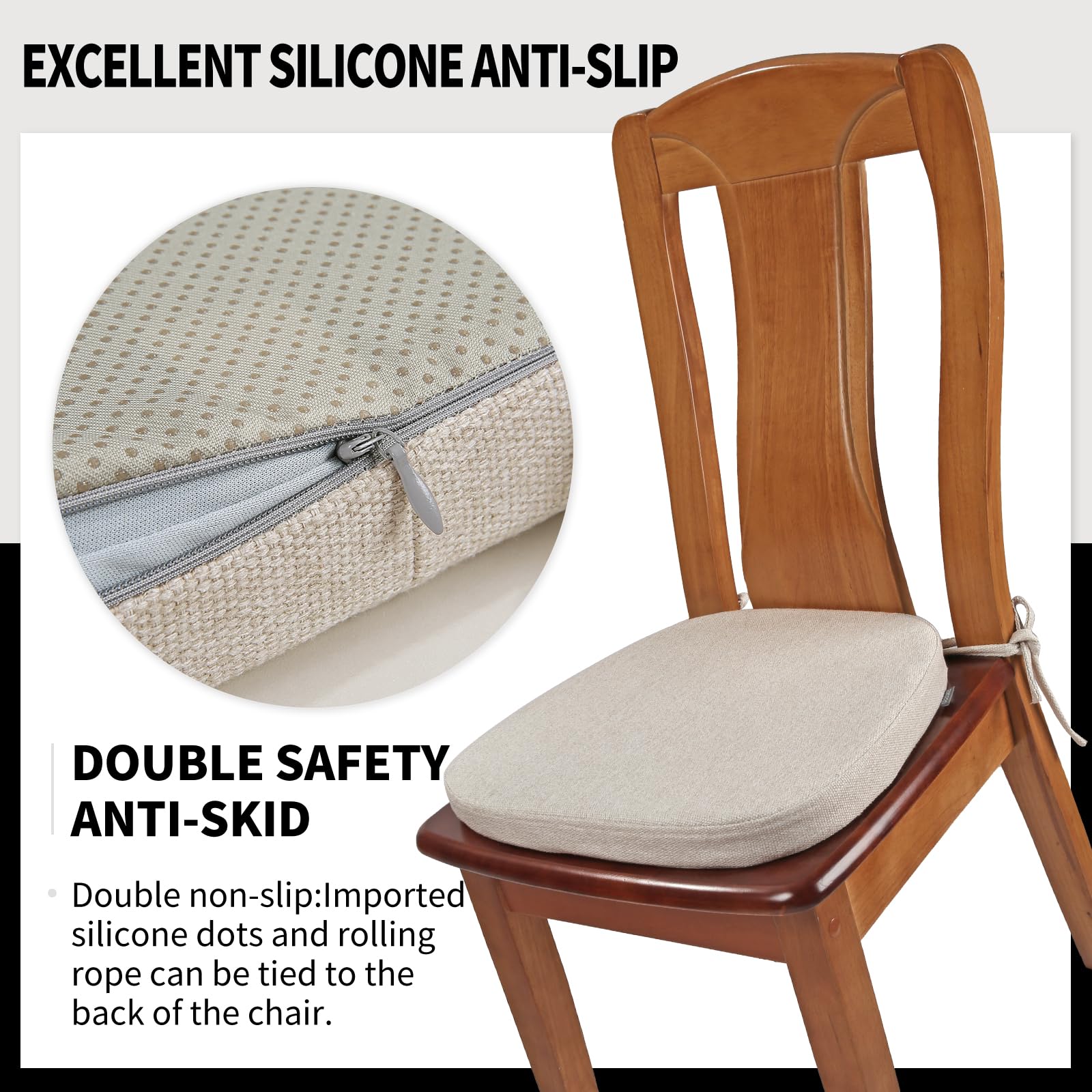 SINOSSO 1 Pack Memory Foam Chair Cushions for Dining Chair, Friendly Woven Fabric 16" U-Shape Comfortable Kitchen Chair Pad, Removable Slip Resistant Seat Cushion (1 Piece, Water Blue)