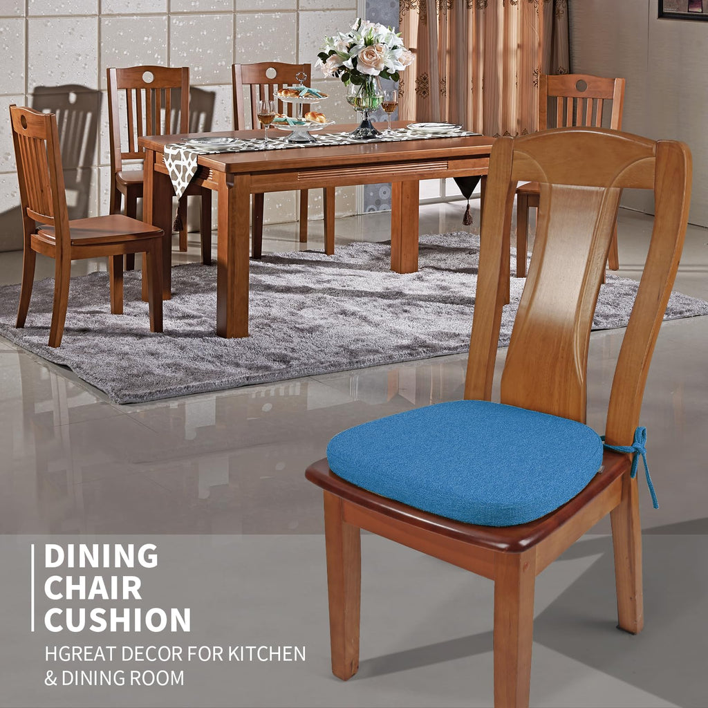 SINOSSO 1 Pack Memory Foam Chair Cushions for Dining Chair, Friendly Woven Fabric 16" U-Shape Comfortable Kitchen Chair Pad, Removable Slip Resistant Seat Cushion (1 Piece, Water Blue)