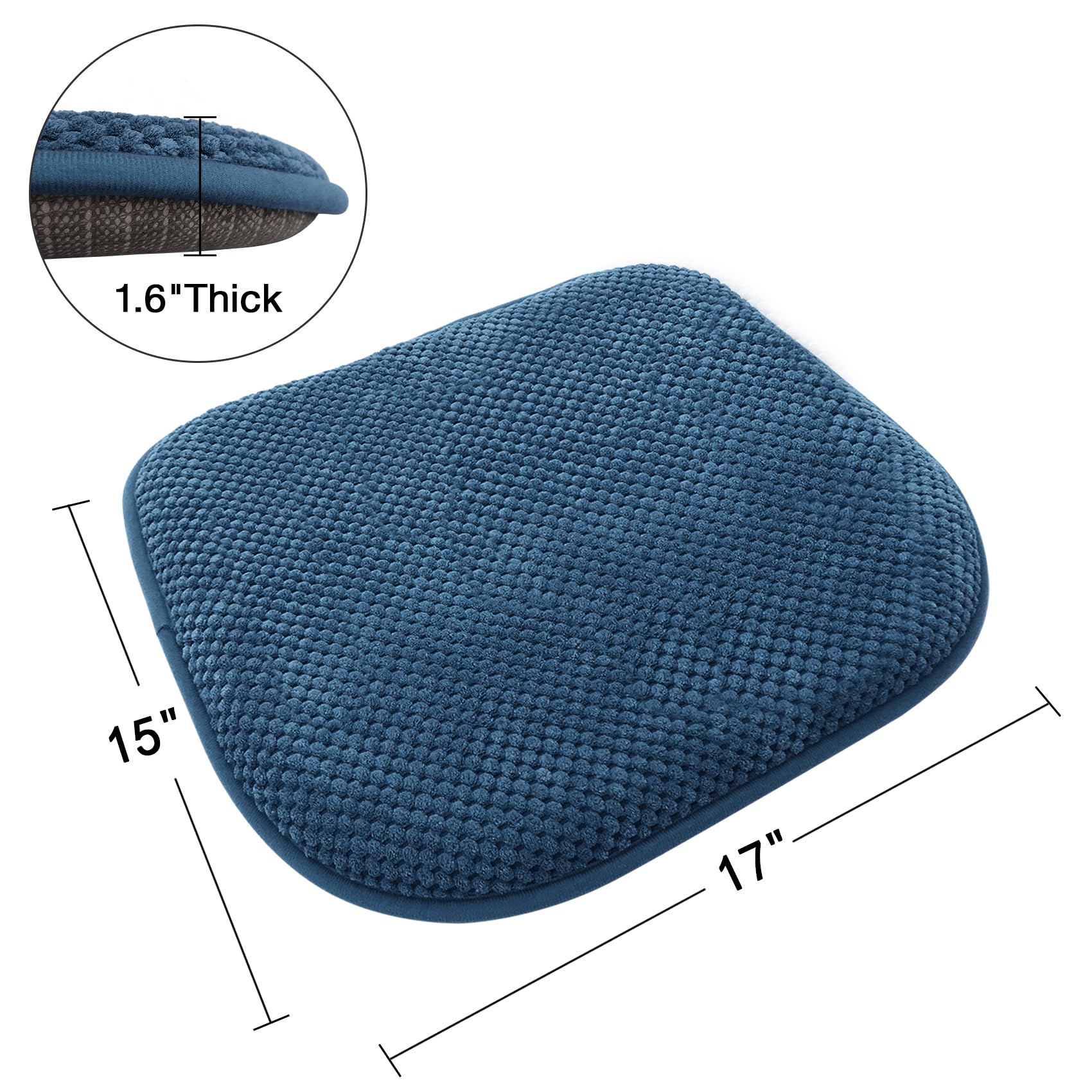 Grey Foam Seat Cushions Kitchen Chairs Pads for Dining Chairs Non Slip Office Seat Cushions Washable U Shaped Soft Thick Large Metal Wooden Chair Cushions,17" x 15"