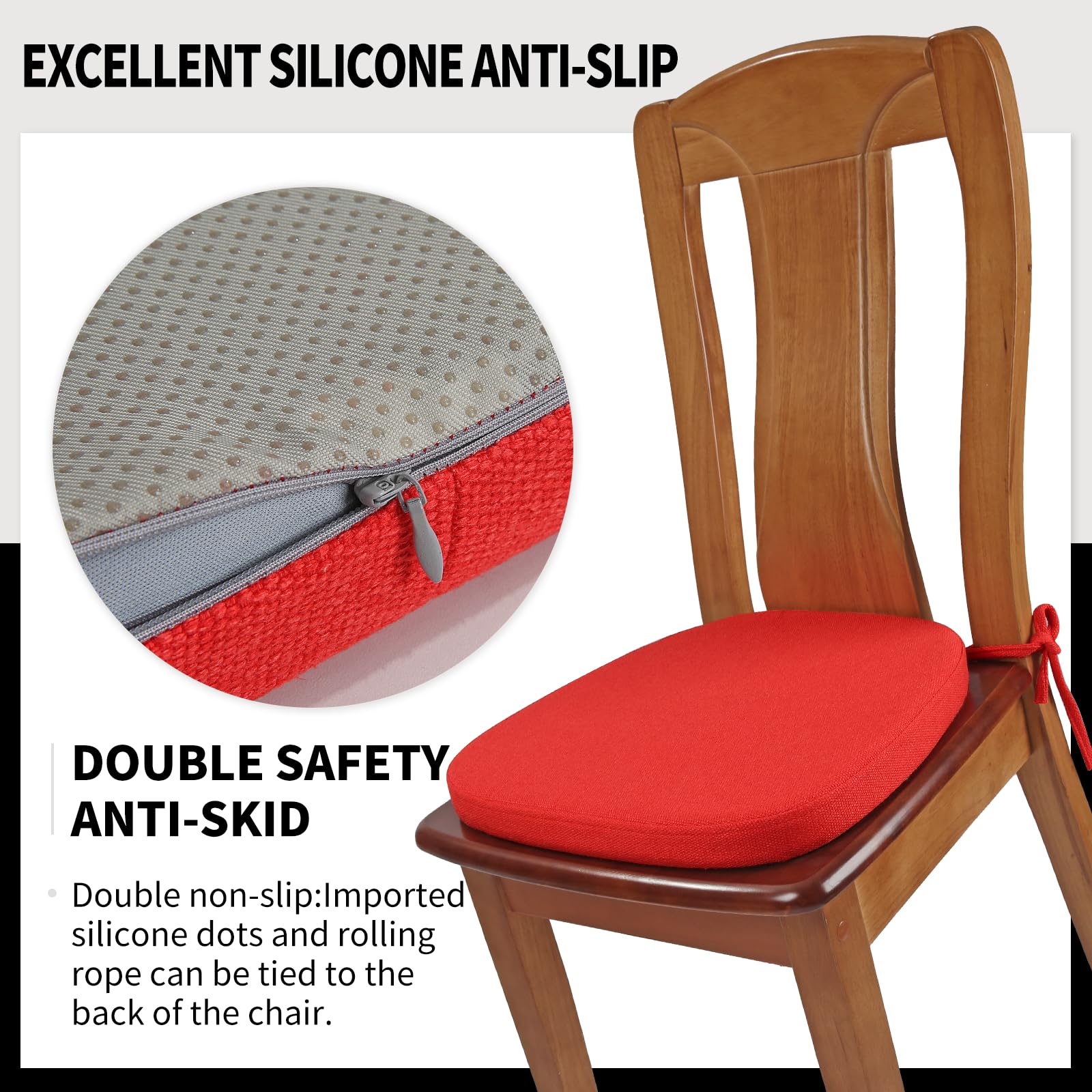 SINOSSO 1 Pack Memory Foam Chair Cushions for Dining Chair, Friendly Woven Fabric 16" U-Shape Comfortable Kitchen Chair Pad, Removable Slip Resistant Seat Cushion (1 Piece, Water Blue)